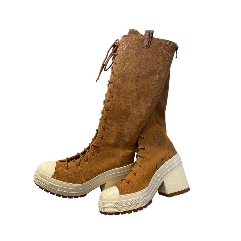 Converse Chuck 70 XXHi Knee High Platform Heel Boots Womens 9.5 Brown Suede